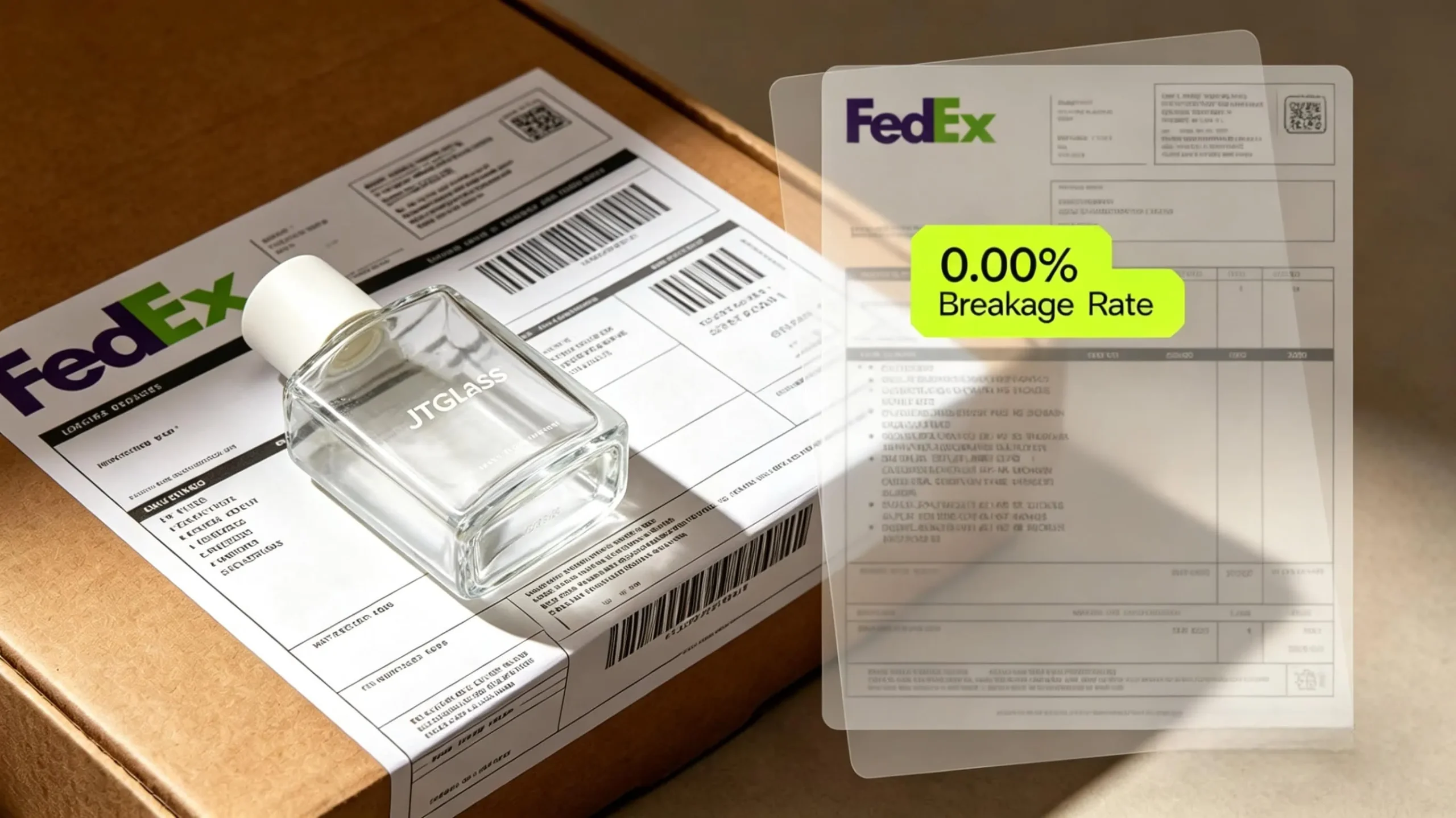 Air freight express shipment of sample perfume bottles to USA