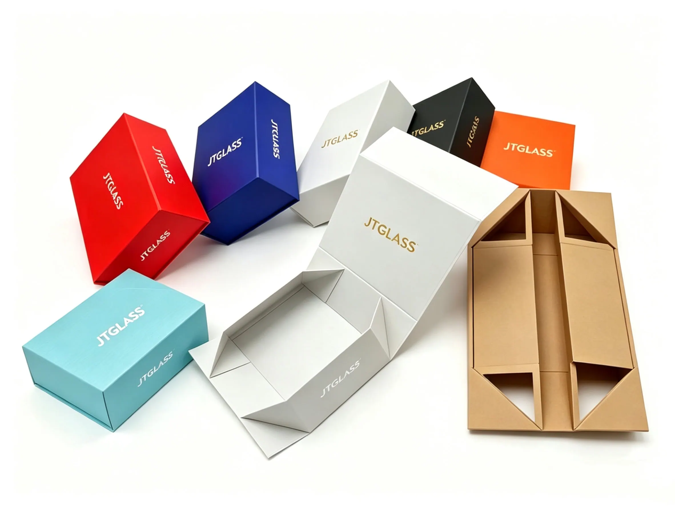 Custom folding carton packaging for cosmetic glass bottles with Pantone color printing