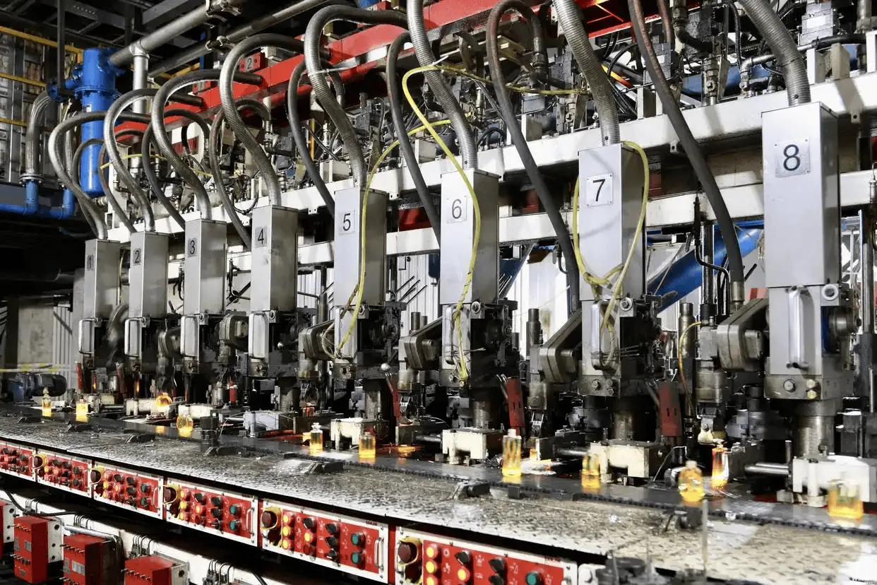 Glass bottle blowing production line at Jingteglass Xuzhou factory
