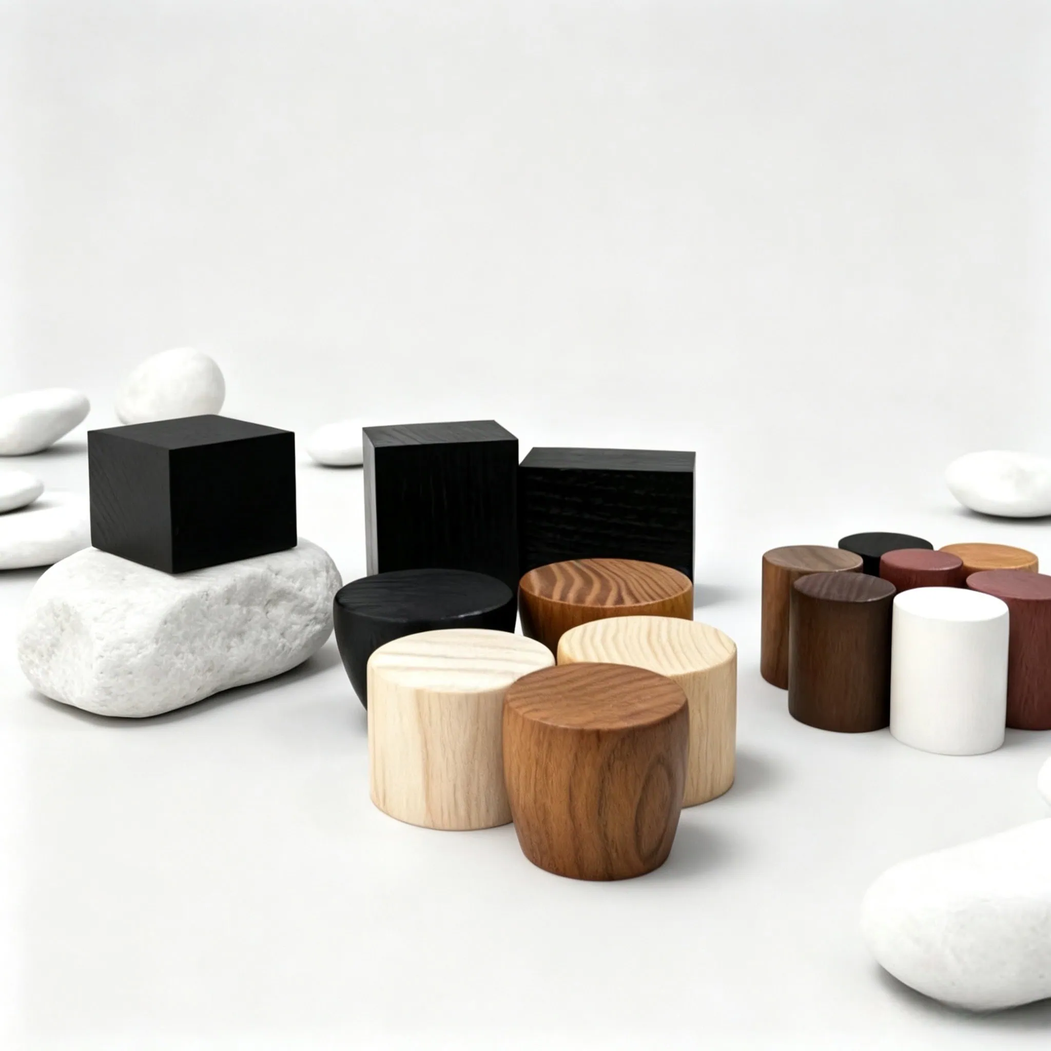 Natural walnut and bamboo wood caps with laser engraving for eco-friendly luxury perfume bottles