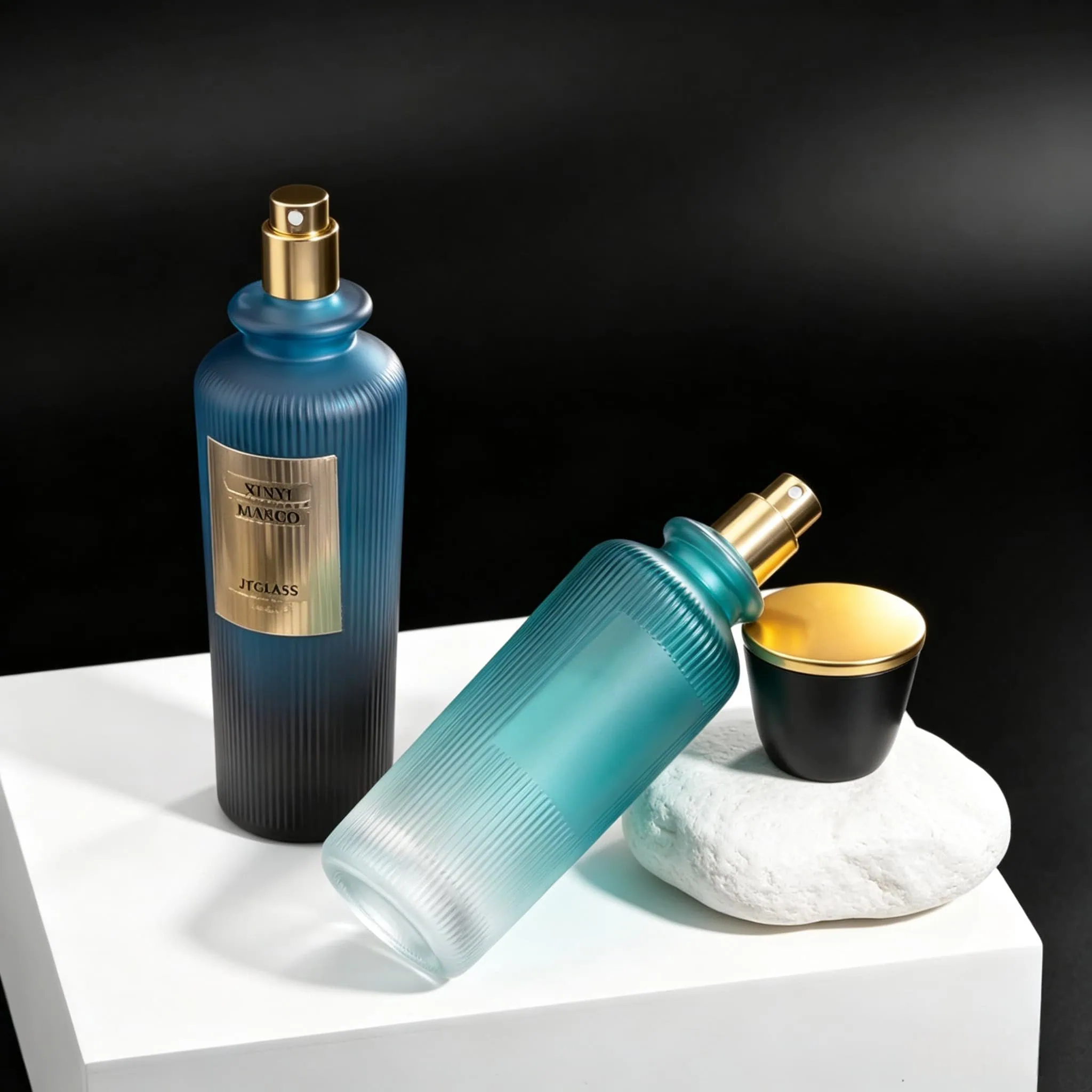 Custom frosted glass bottle surface treatment