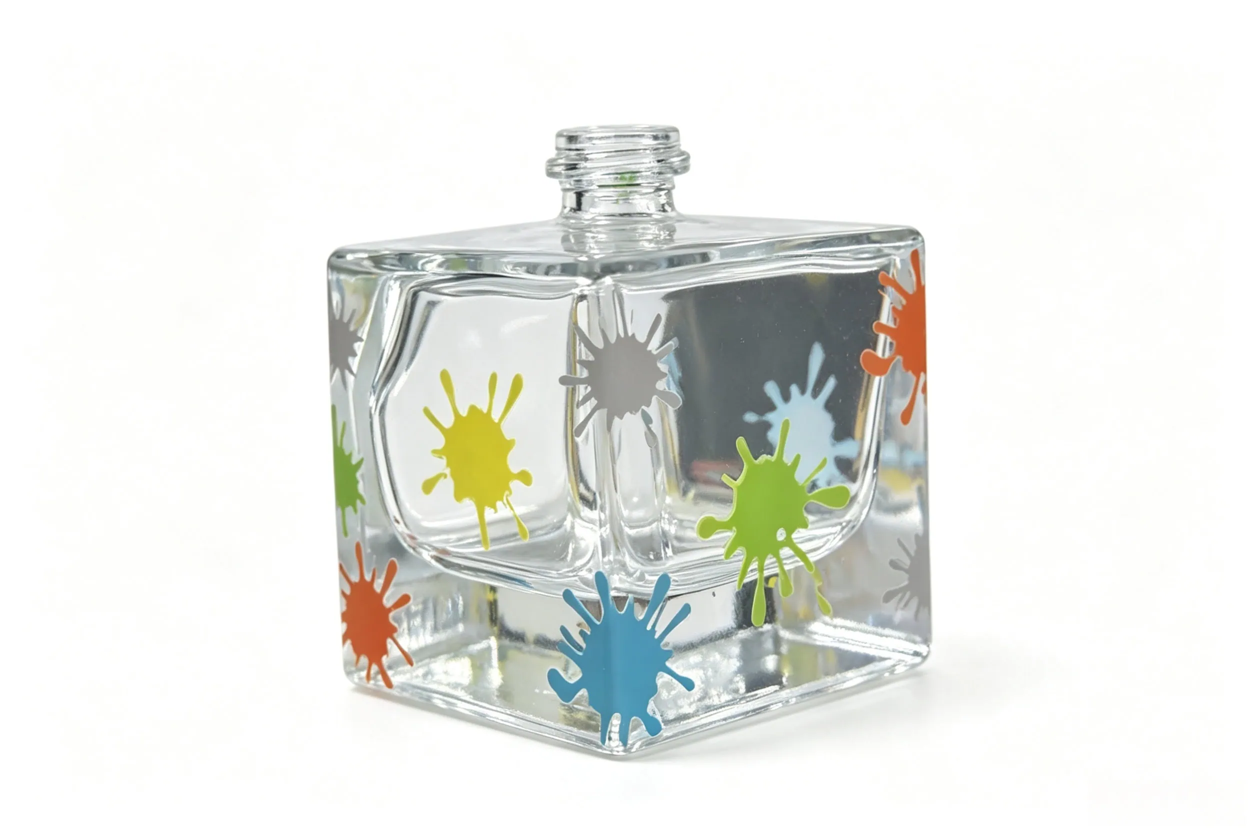 Decal transfer printing on glass bottle