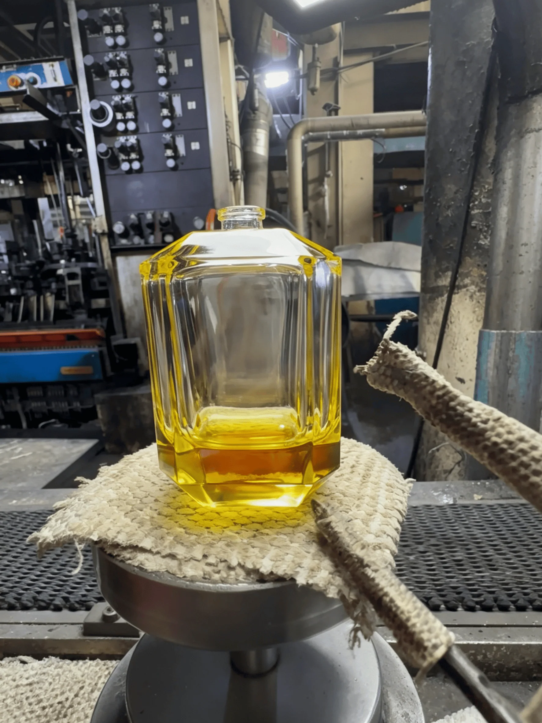 Faceted geometric glass bottle -- multi-facet crystal cut mold