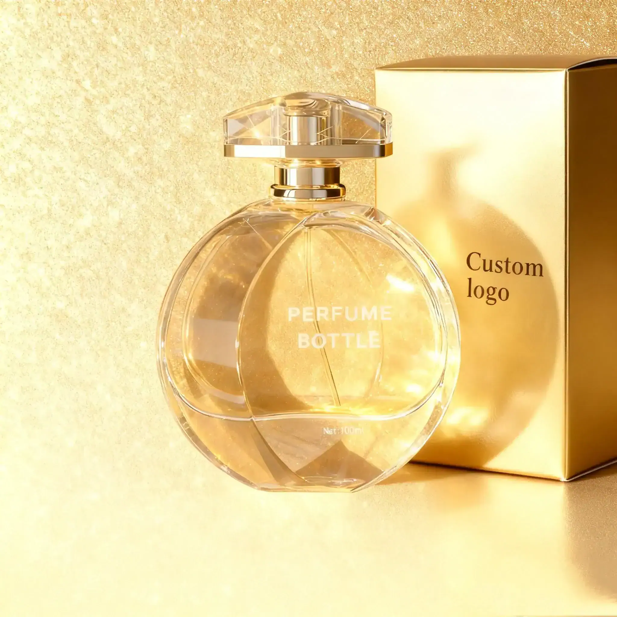 Oval perfume bottle with gold hot stamping