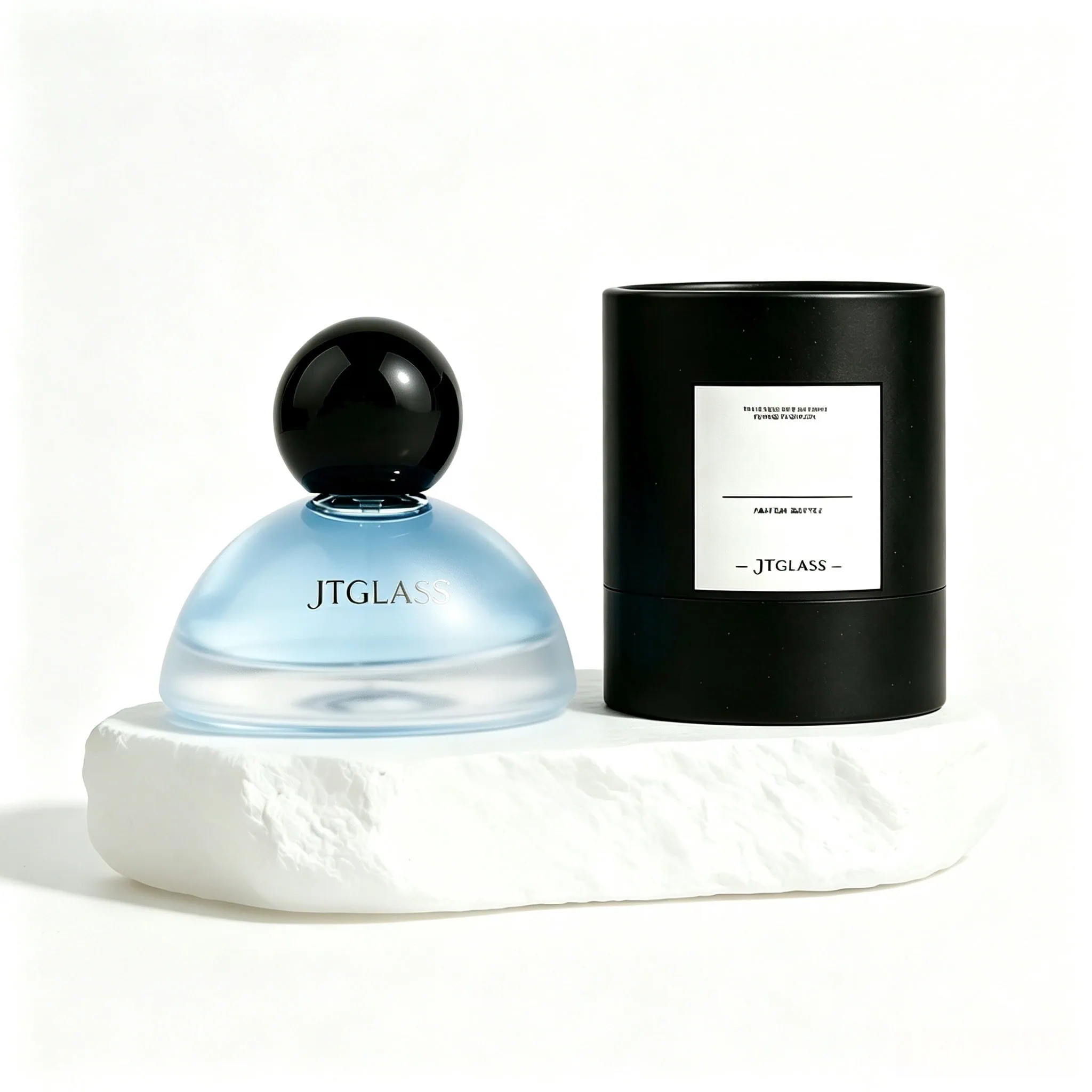 Crystal clear perfume bottle samples with various neck finishes and cap options