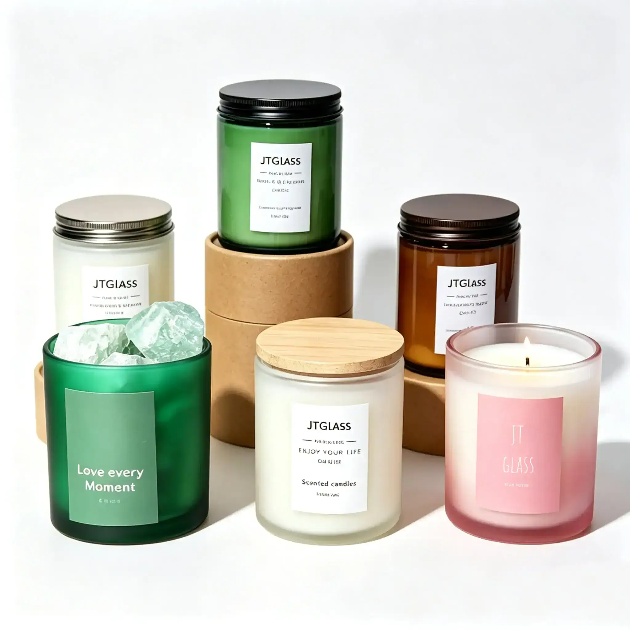 Luxury thick-walled glass candle jar with custom lid -- heat-resistant scented candle container wholesale