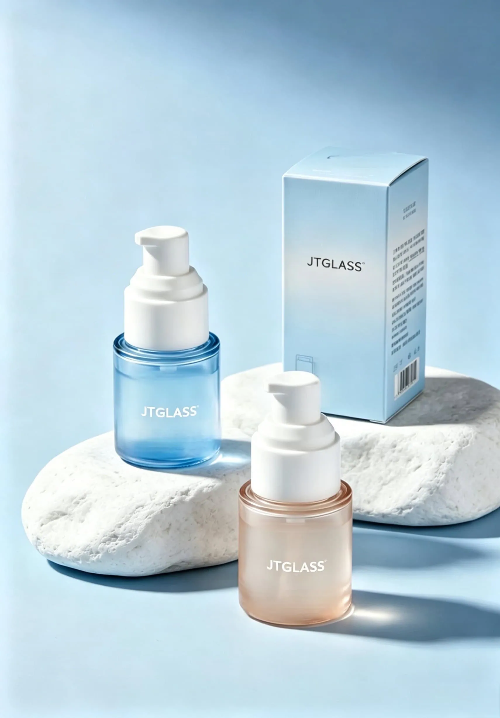 Glass lotion and serum bottles for cosmetic brands