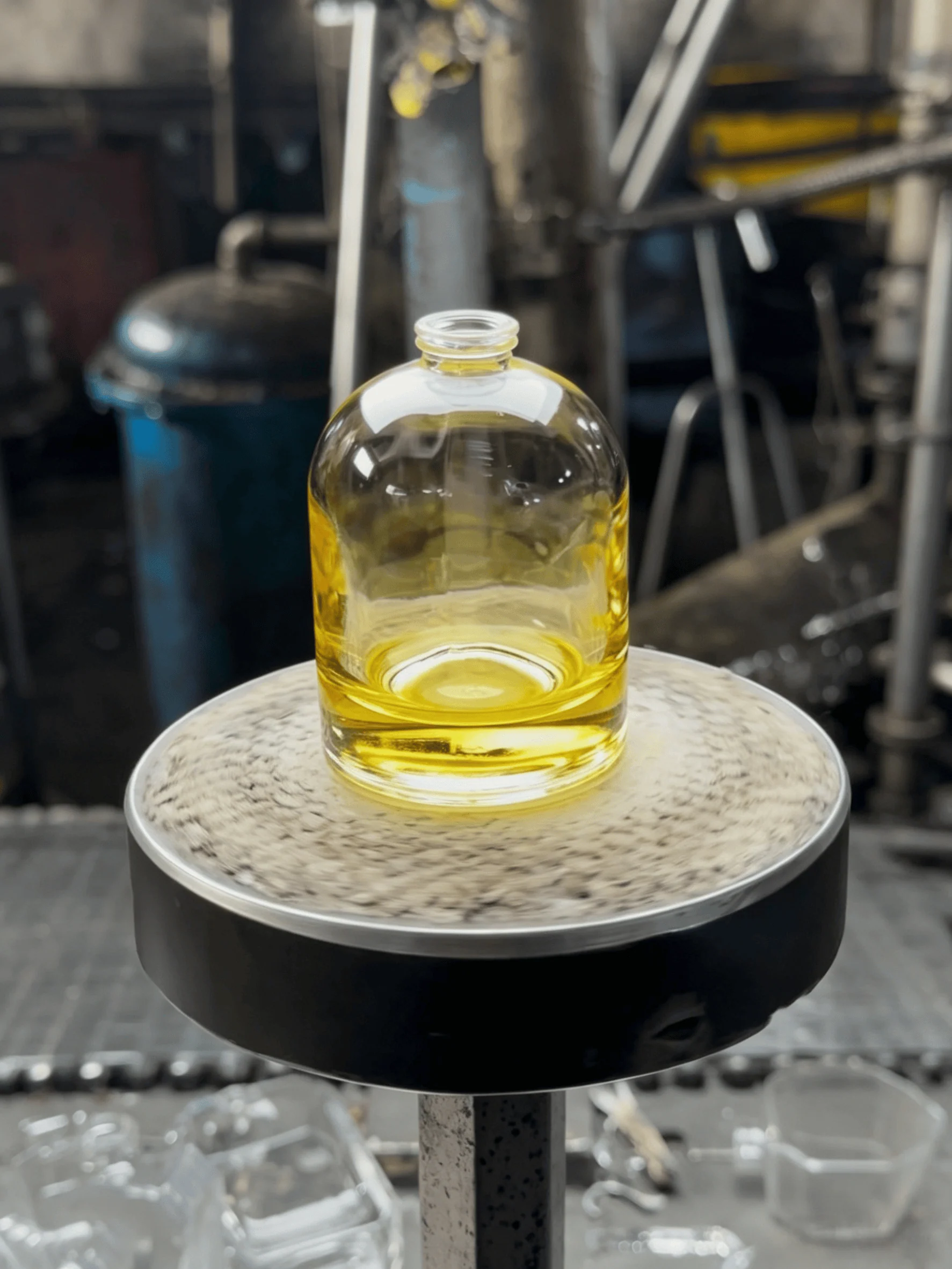 Flat flask shaped glass perfume bottle -- travel size mold