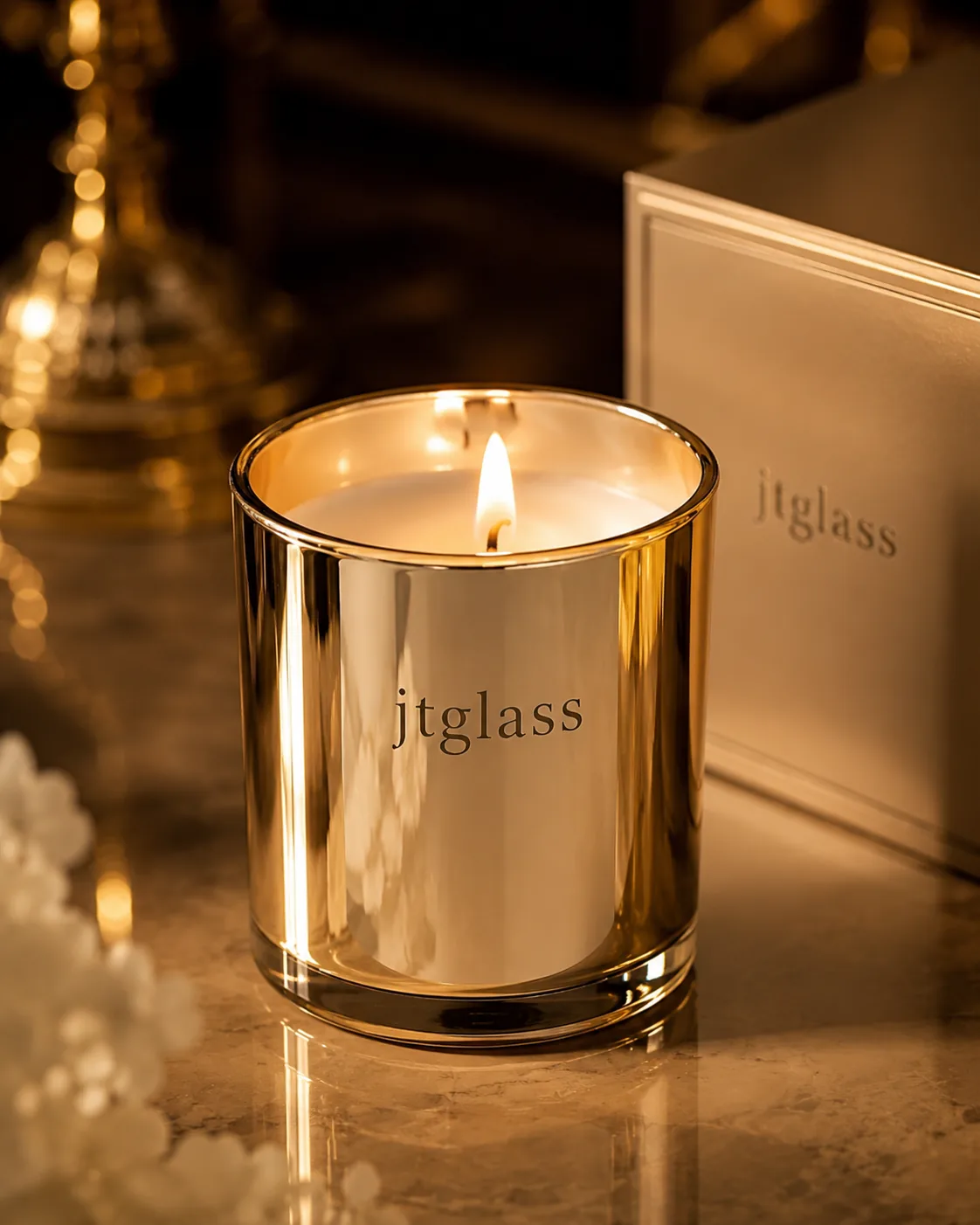 Luxury gold glass candle jar wholesale manufacturer
