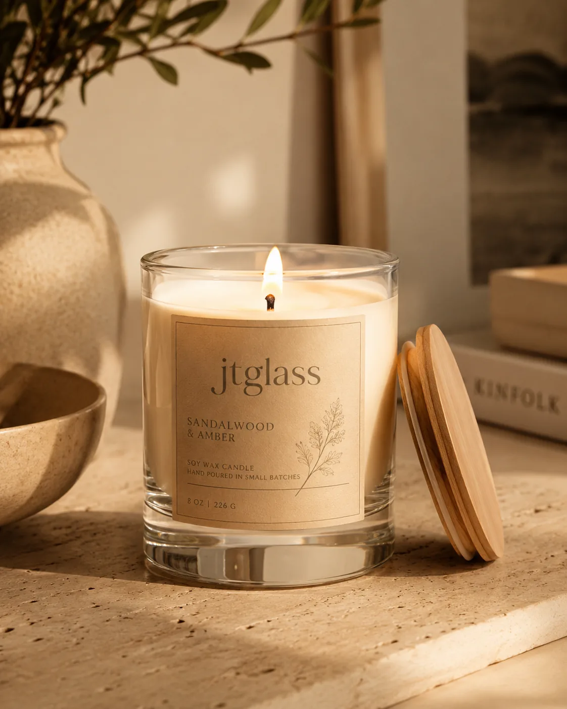 Wholesale clear glass candle jar supplier with custom logo