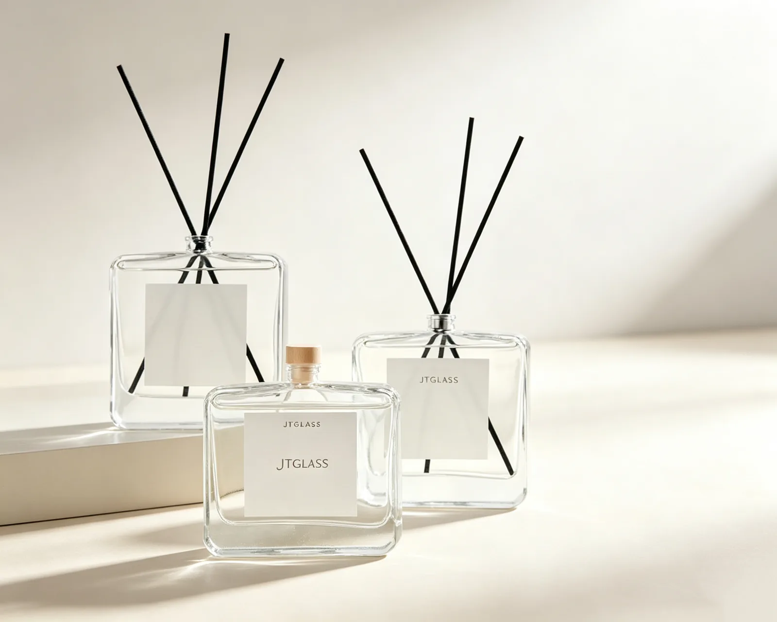 Clear square reed diffuser bottles