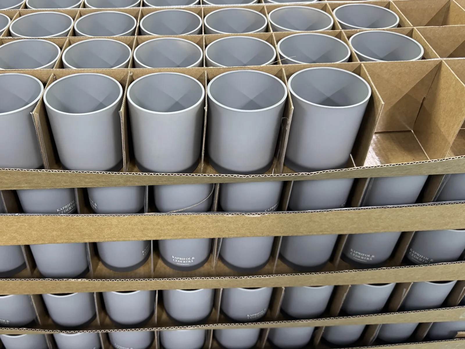 Custom matte glass candle jars in bulk production