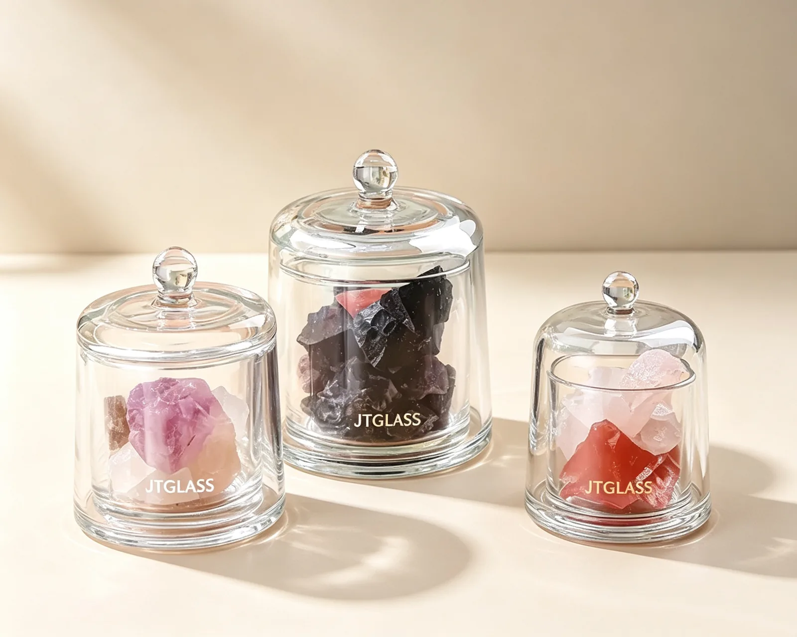 Glass candle jars with glass lids